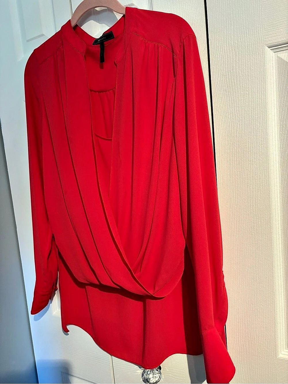 BCBGMAXAZRIA Red Long Sleeve Blouse